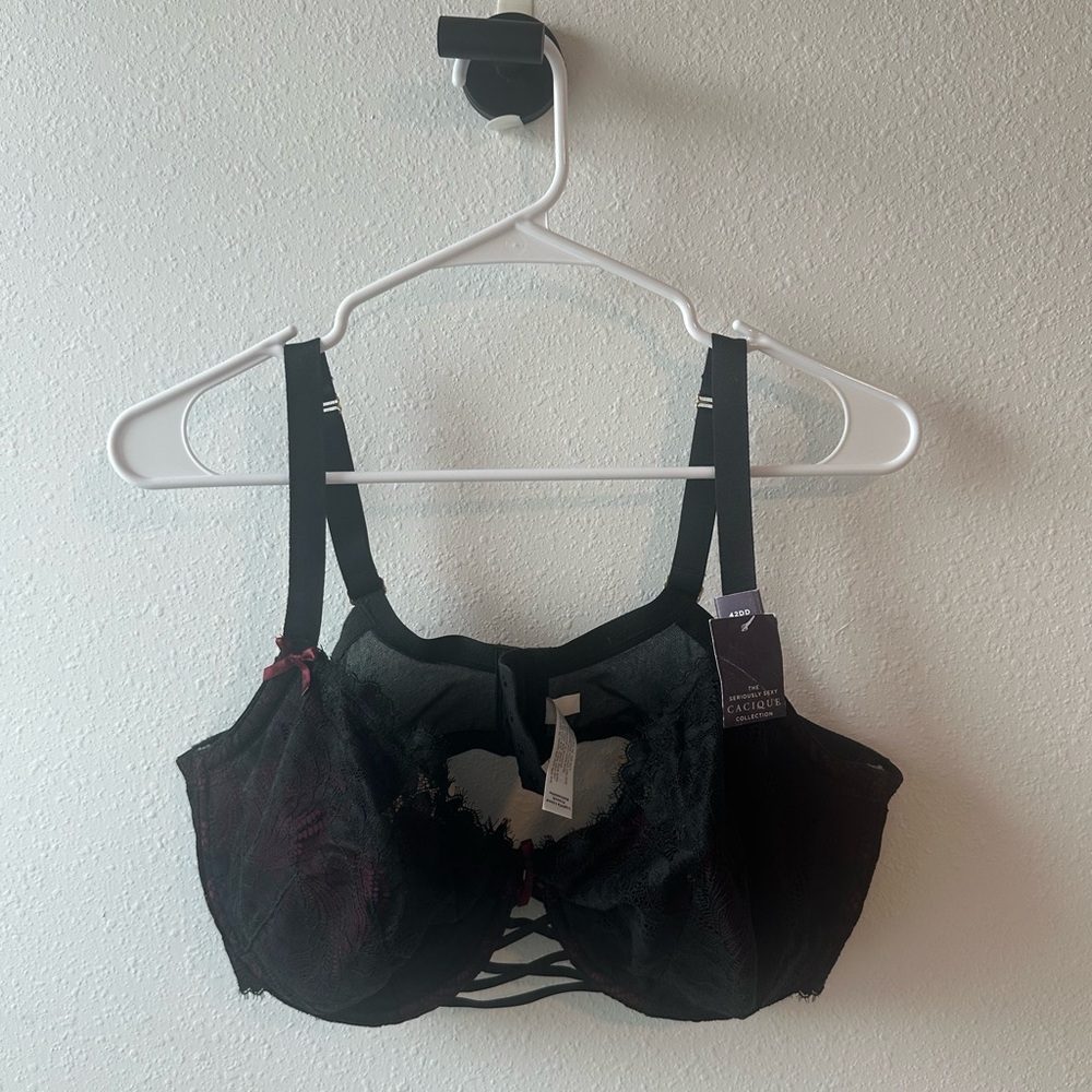 Cacique Black Lace Strappy Bra